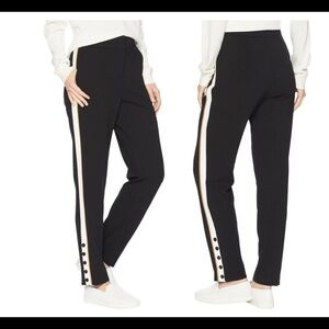 CALVIN KLEIN CONTRAST STRIPE BUTTON ON ANKLE PANTS Sz 12 NWT $ 90.